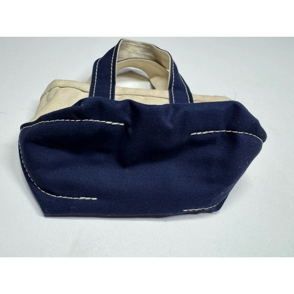 Rare‎ Vintage L.L.Bean Mini BOAT AND TOTE Blueberries Canvas Bag USA White Blue